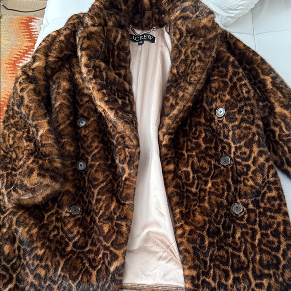 Like New Fab J CREW Faux Fur Leopard Coat XXS - Picture 2 of 7